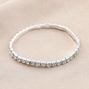 Full Diamond Stretchable Stretch Bracelet Silver